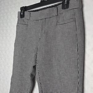 Banana Republic Women's Black White Houndstooth Print Tweed Ankle Pants Petite 0
